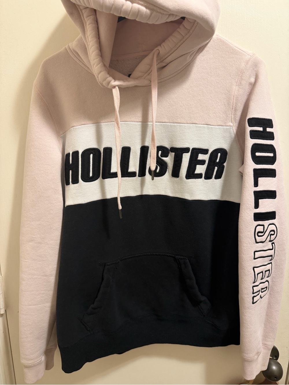 Hollister Pink White Black Colorblock Crewneck Hoodie